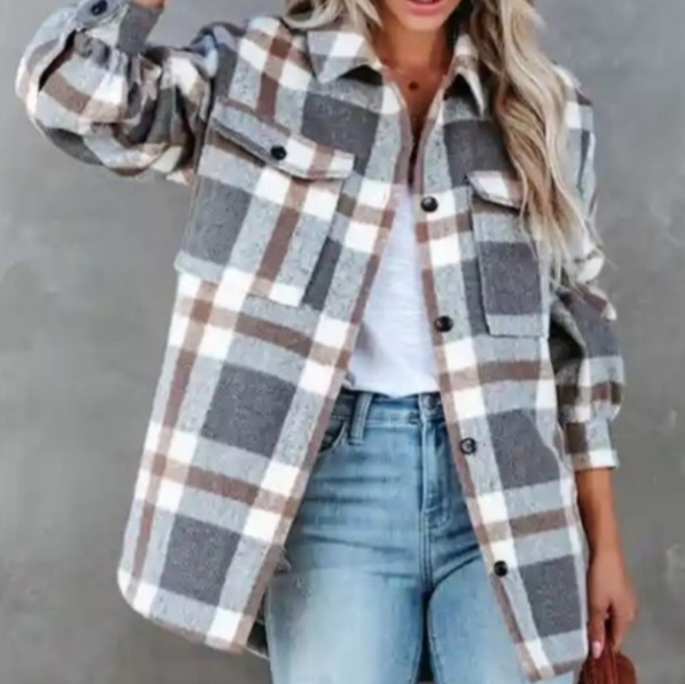 New VICI DOLLS FORE BRINKLEY Heavy Plaid Shacket XS